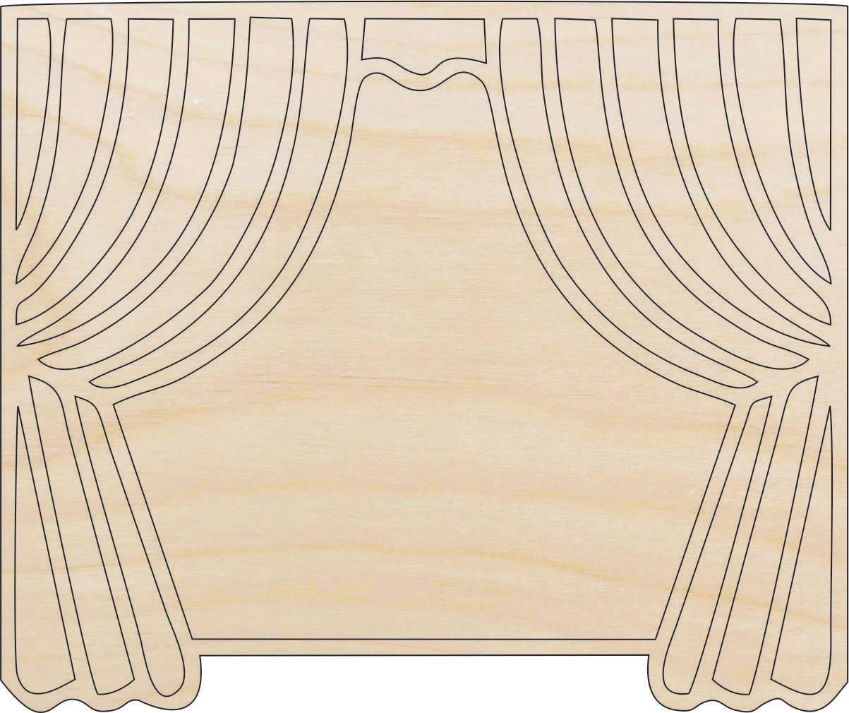 Curtain Wood Craft Shape - Laser Cut Baltic Birch Unfinished DIY Wood Art Supplies MVE65 - The Wood Shape Store