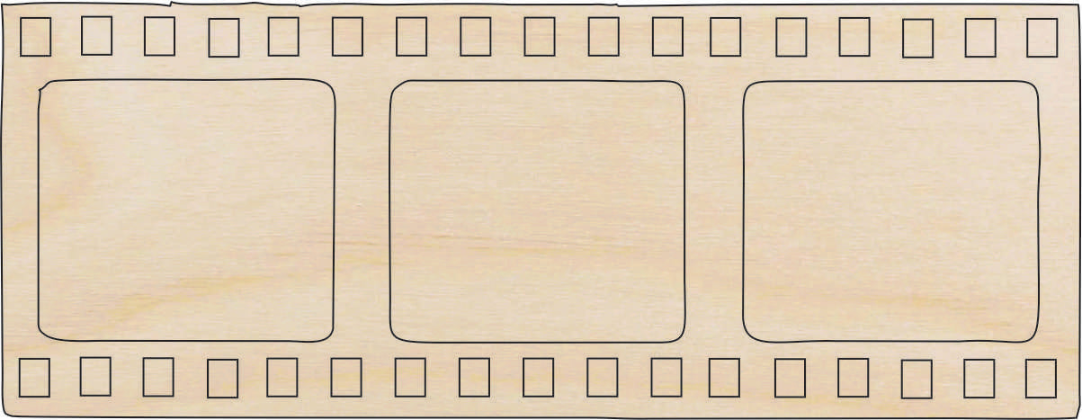 Movie Film - Laser Cut Out Unfinished Wood Craft Shape MVE7 Movie Film - Laser Cut Out Unfinished Wood Craft Shape MVE7