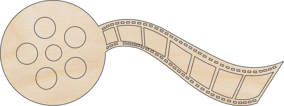 Film Reel Wood Craft Shape - Laser Cut Baltic Birch Unfinished DIY Wood Art Supplies MVE9 - The Wood Shape Store