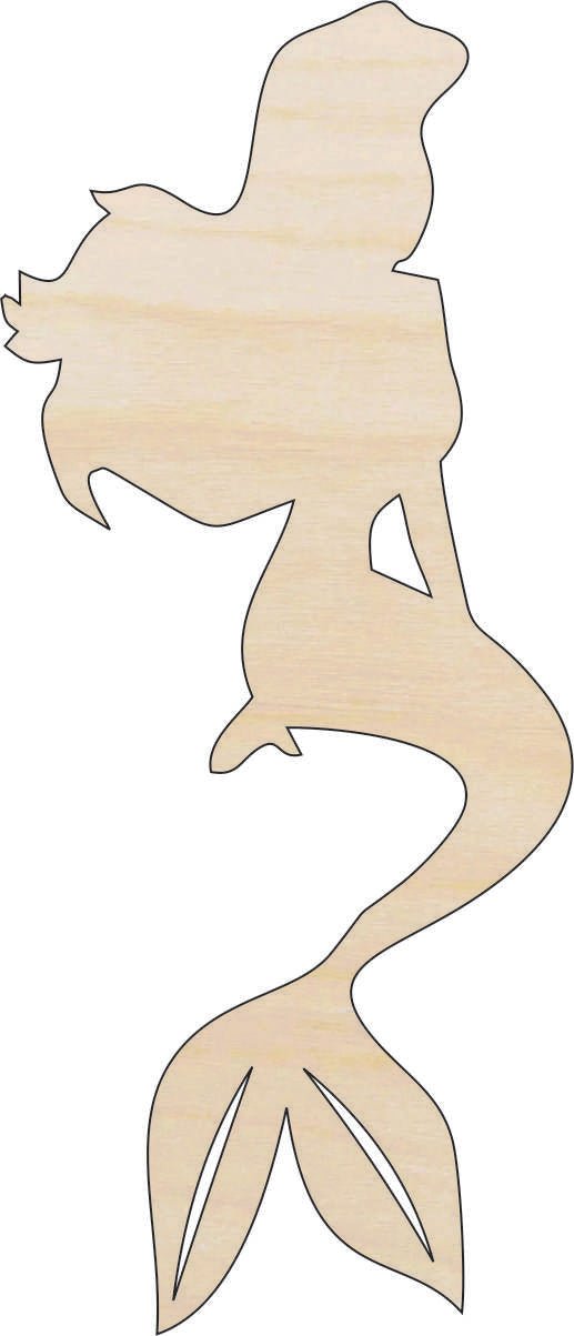 Mermaid Wood Craft Shape - Laser Cut Baltic Birch Unfinished DIY Wood Art Supplies MYTH127 - The Wood Shape Store