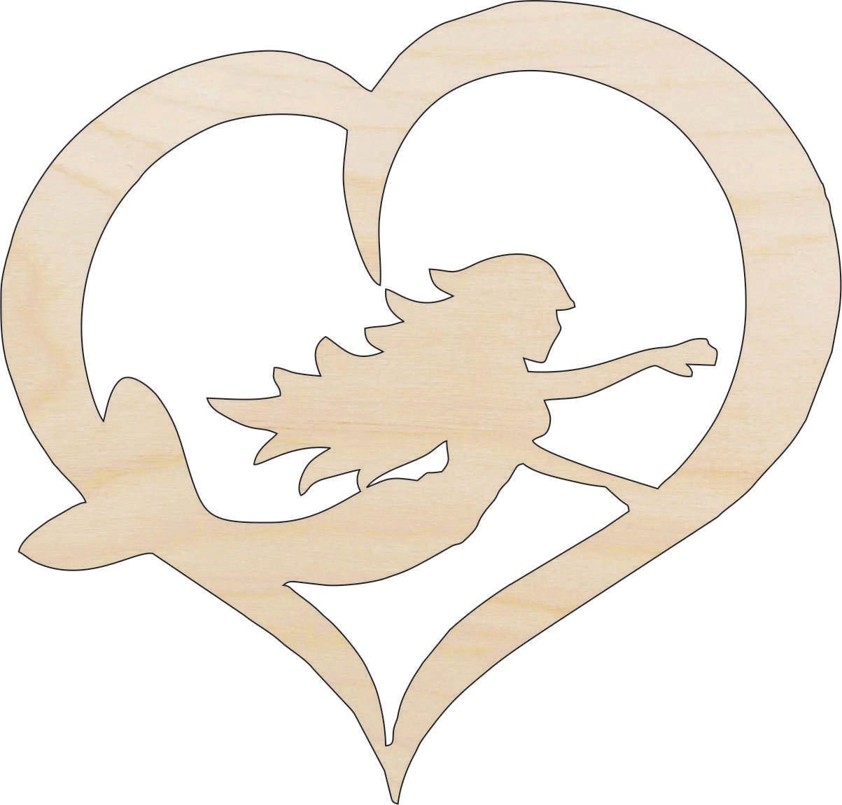 Mermaid Wood Craft Shape - Laser Cut Baltic Birch Unfinished DIY Wood Art Supplies MYTH135 - The Wood Shape Store
