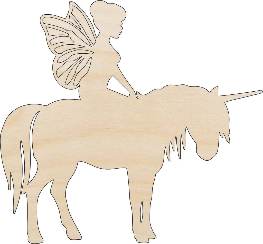 Fairy on a Unicorn - Laser Cut Wood Shape MYTH137