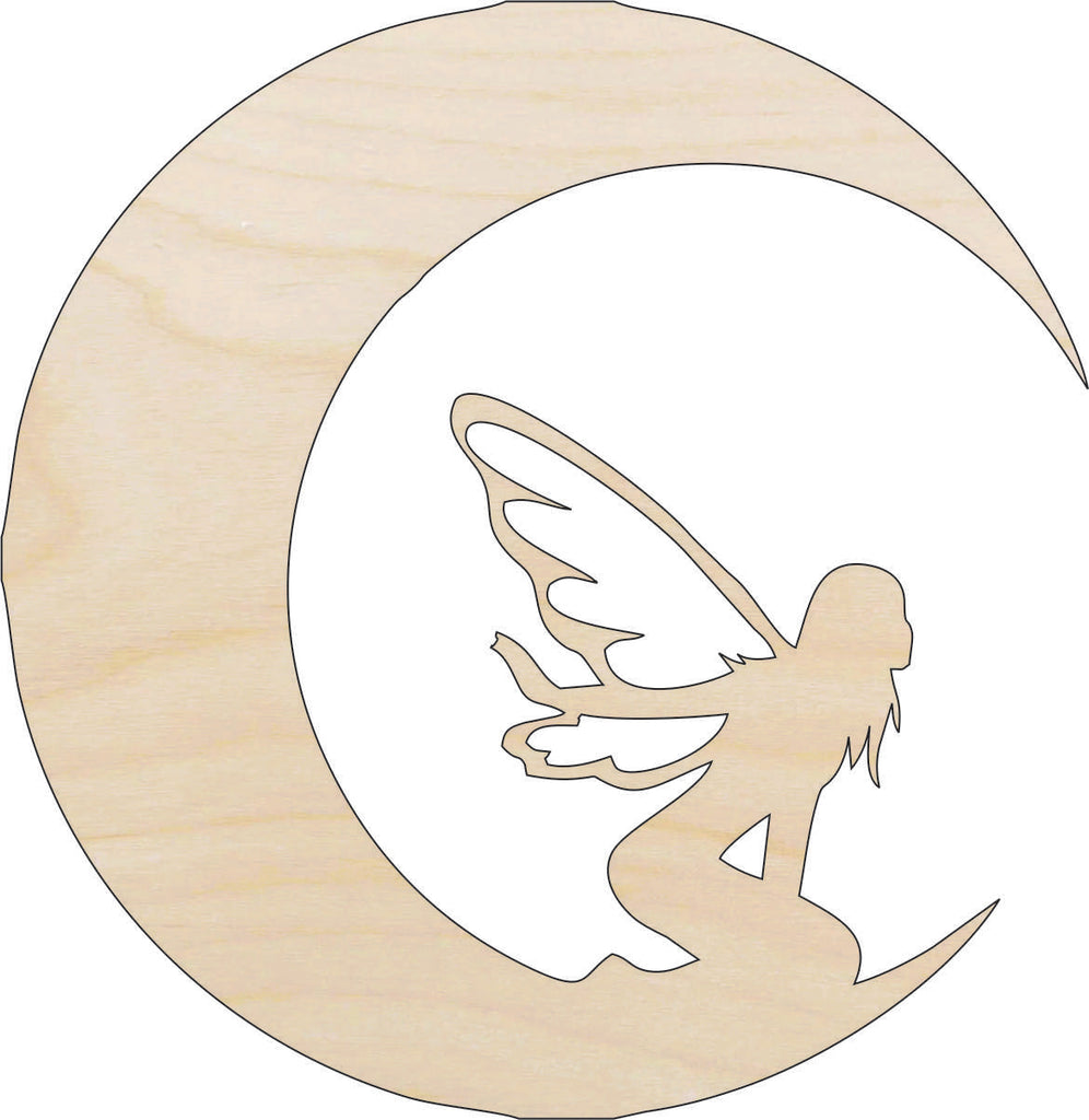 Fairy on the Moon - Laser Cut Wood Shape MYTH25