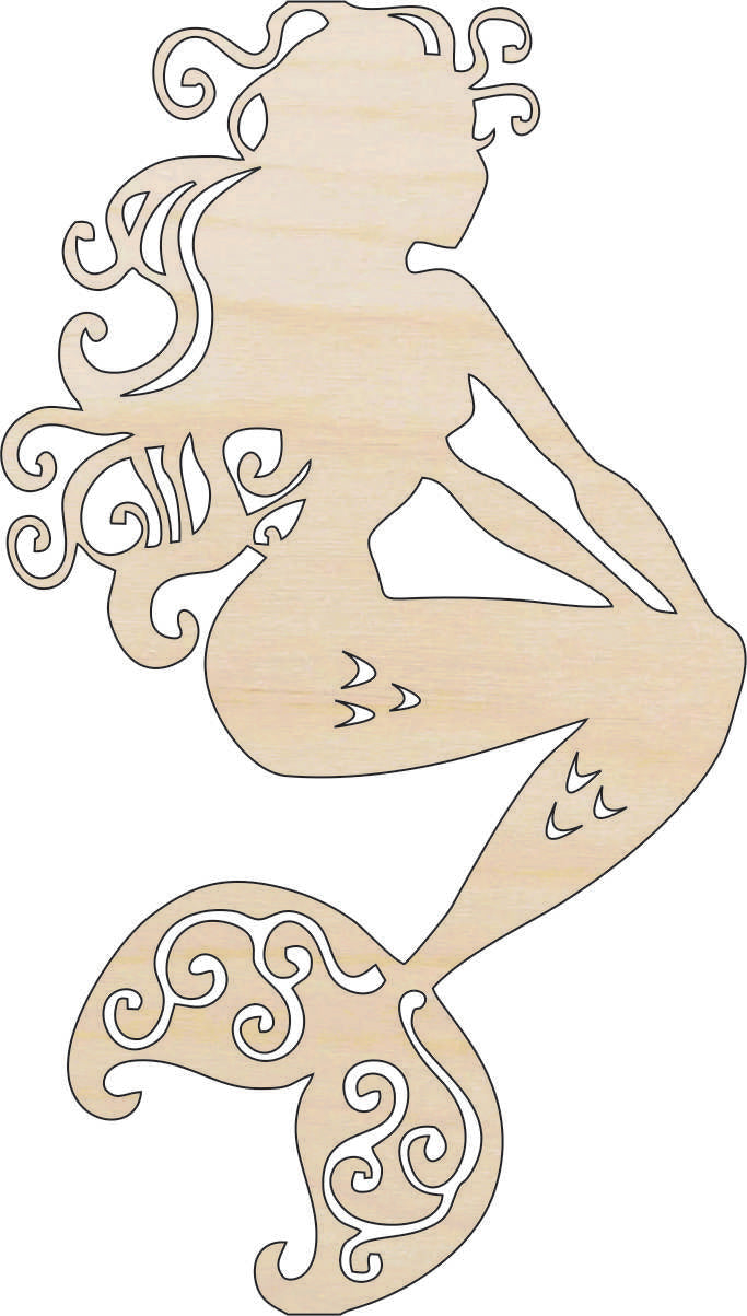Mermaid - Laser Cut Out Unfinished Wood Craft Shape MYTH40 Mermaid - Laser Cut Out Unfinished Wood Craft Shape MYTH40