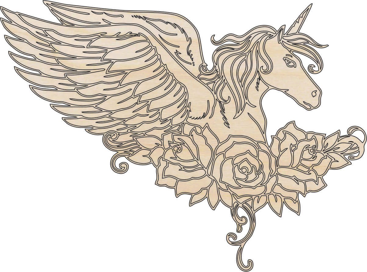 Unicorn Wood Craft Shape - Laser Cut Baltic Birch Unfinished DIY Wood Art Supplies MYTH41 - The Wood Shape Store