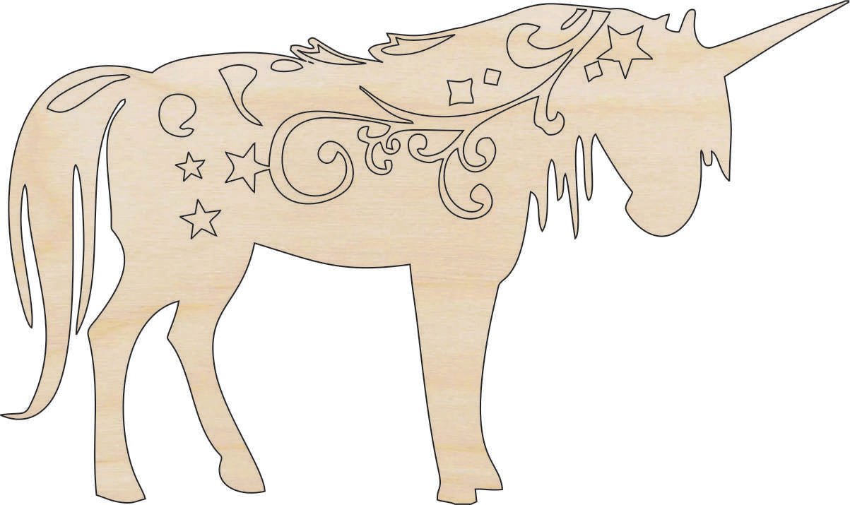 Unicorn Wood Craft Shape - Laser Cut Baltic Birch Unfinished DIY Wood Art Supplies MYTH86 - The Wood Shape Store
