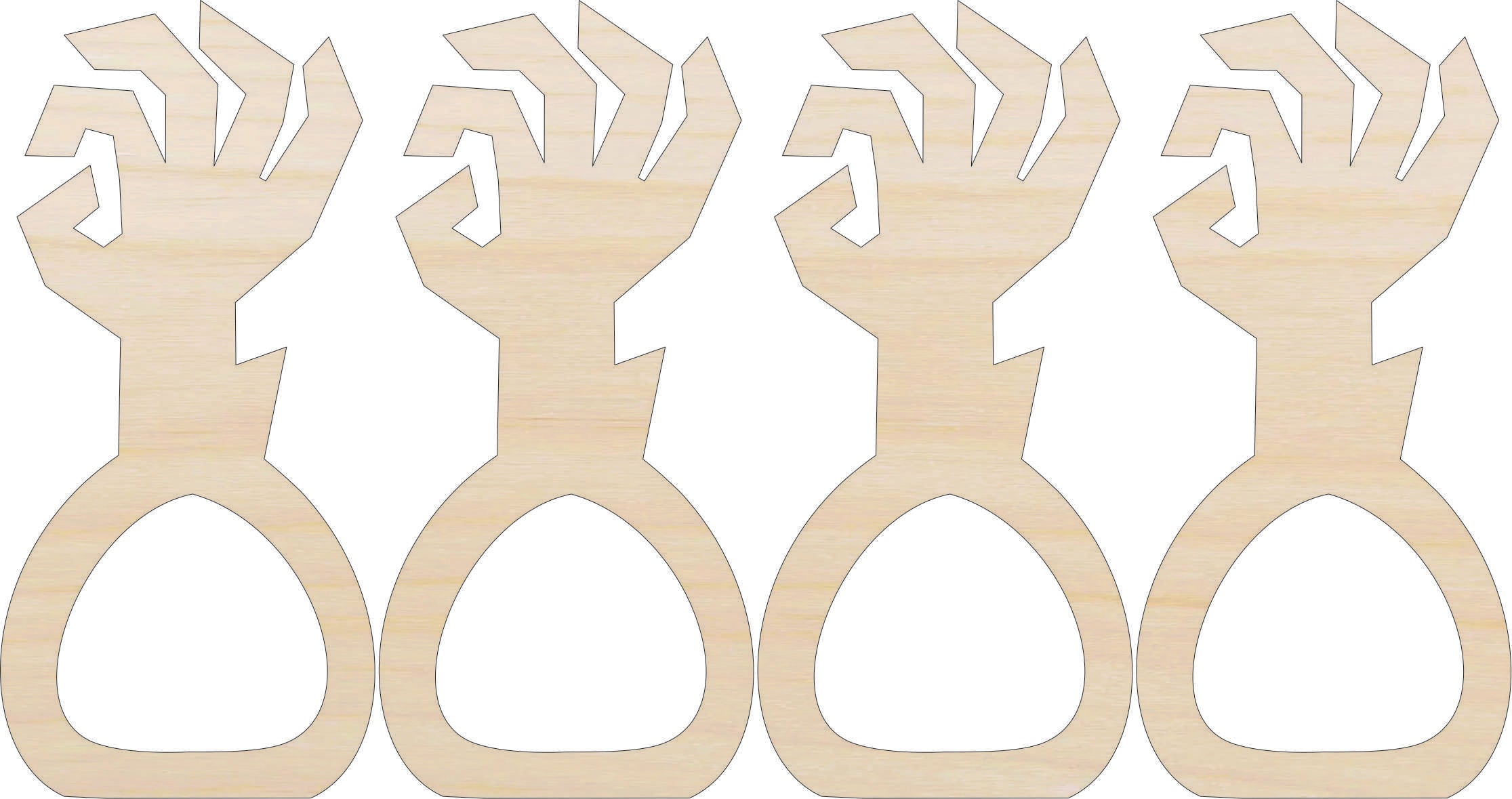 Napkin Rings Zombie Unfinished Laser Cut Wood  Set of 4 - NPKN12