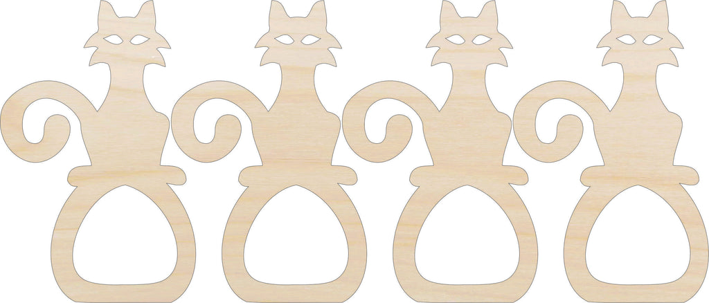 Napkin Rings Cat Unfinished Laser Cut Wood  Set of 4 - NPKN19