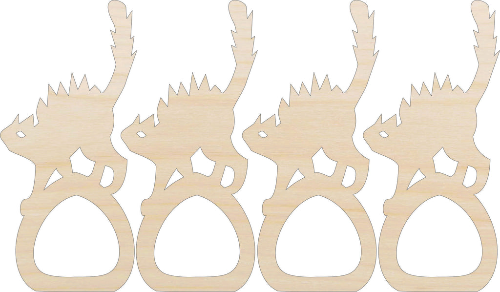 Napkin Rings Cat Unfinished Laser Cut Wood  Set of 4 - NPKN20