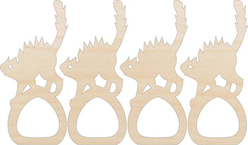 Napkin Rings Cat Unfinished Laser Cut Wood Set of 4 - NPKN20 Napkin Rings Cat Unfinished Laser Cut Wood Set of 4 - NPKN20