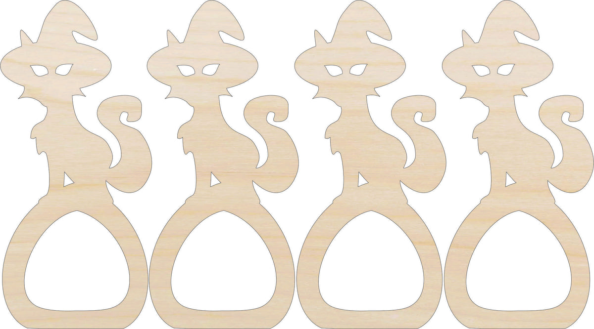 Napkin Rings Cat Unfinished Laser Cut Wood  Set of 4 - NPKN21