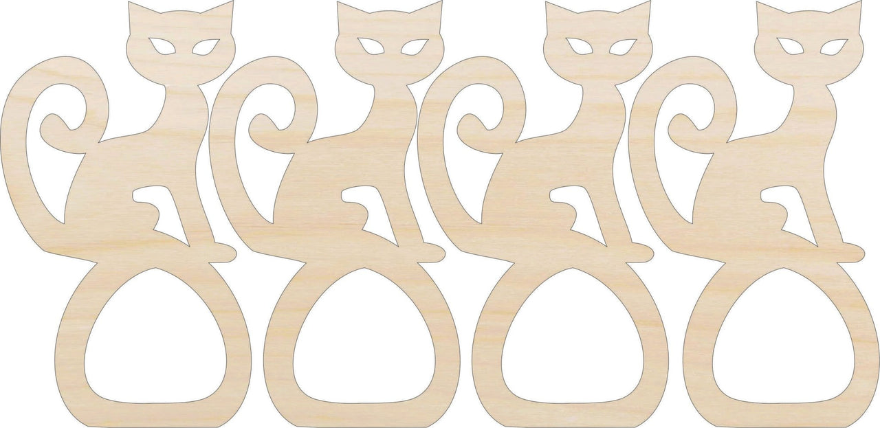 Cat Napkin Rings Laser Cut Baltic Birch Unfinished DIY Wood Art Supplies NPKN23 - The Wood Shape Store