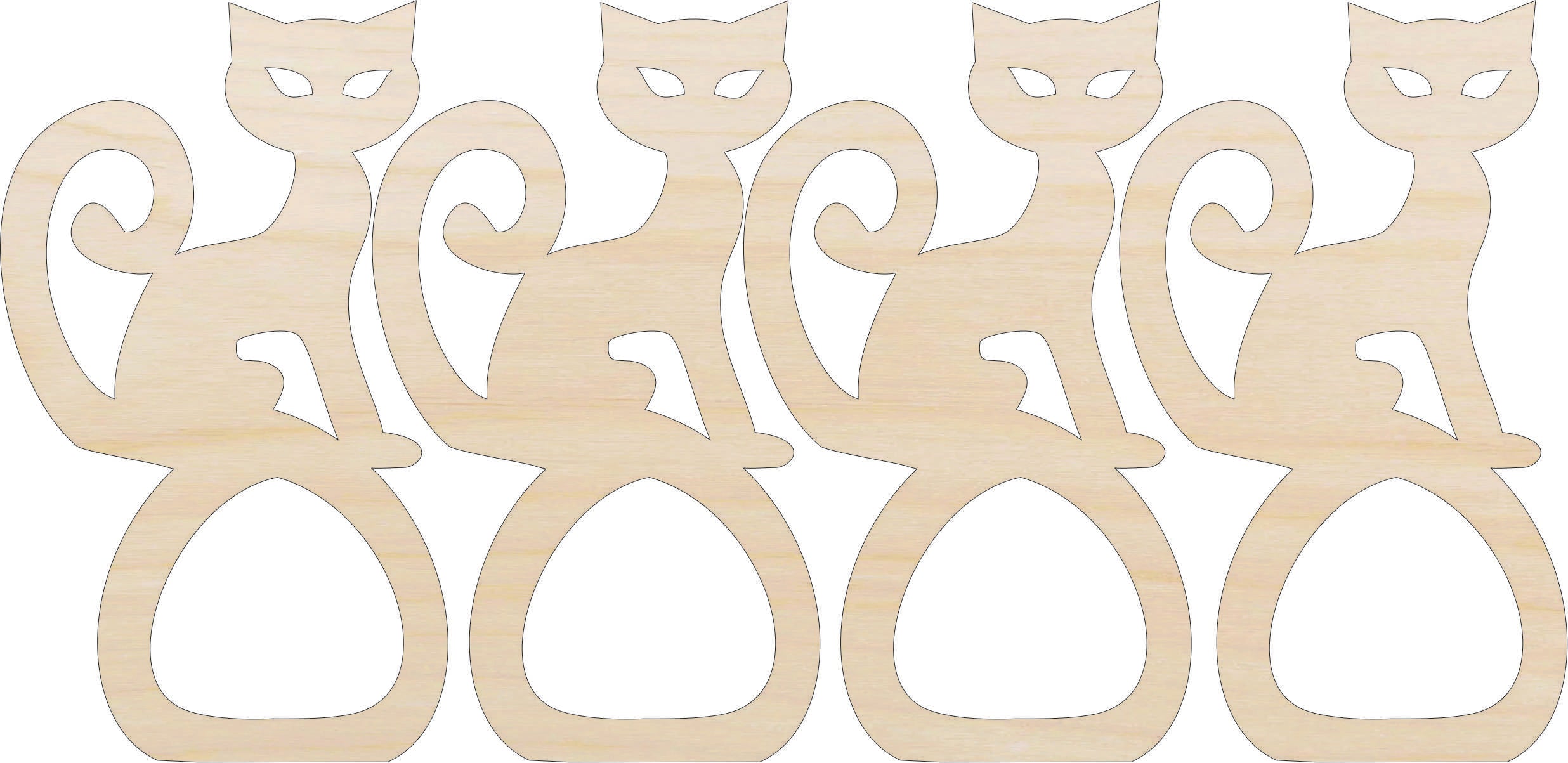 Napkin Rings Cat Unfinished Laser Cut Wood Set of 4 - NPKN23 Napkin Rings Cat Unfinished Laser Cut Wood Set of 4 - NPKN23