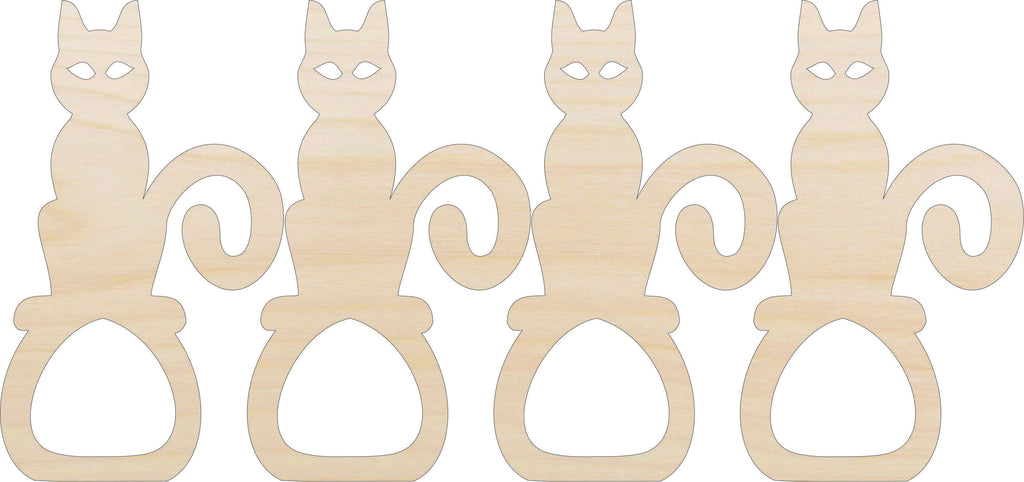 Napkin Rings Cat Unfinished Laser Cut Wood  Set of 4 - NPKN24
