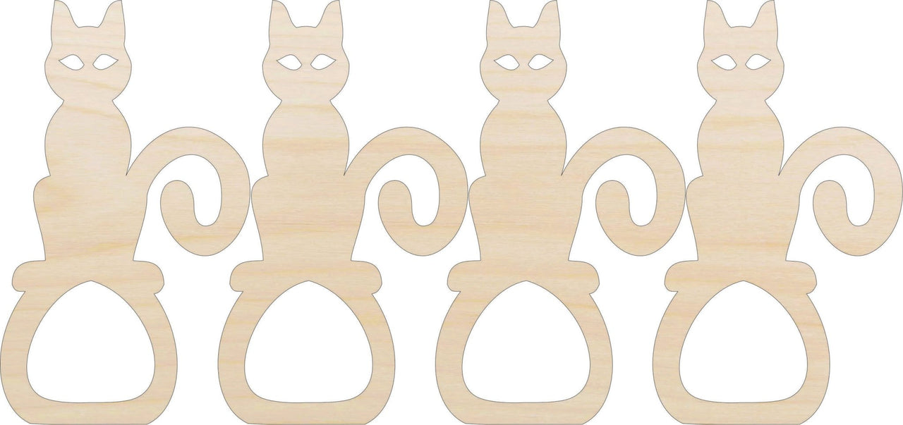 Cat Napkin Rings Cat Laser Cut Baltic Birch Unfinished DIY Wood Art Supplies NPKN24 - The Wood Shape Store
