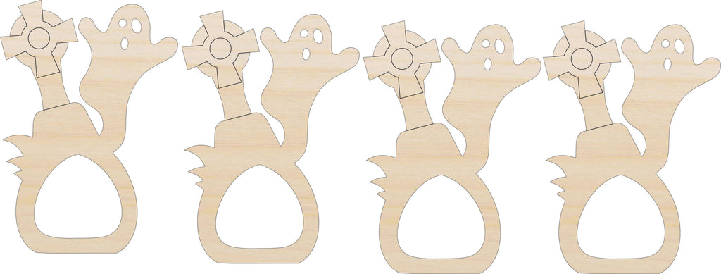 Napkin Rings Ghost Unfinished Laser Cut Wood  Set of 4 - NPKN25