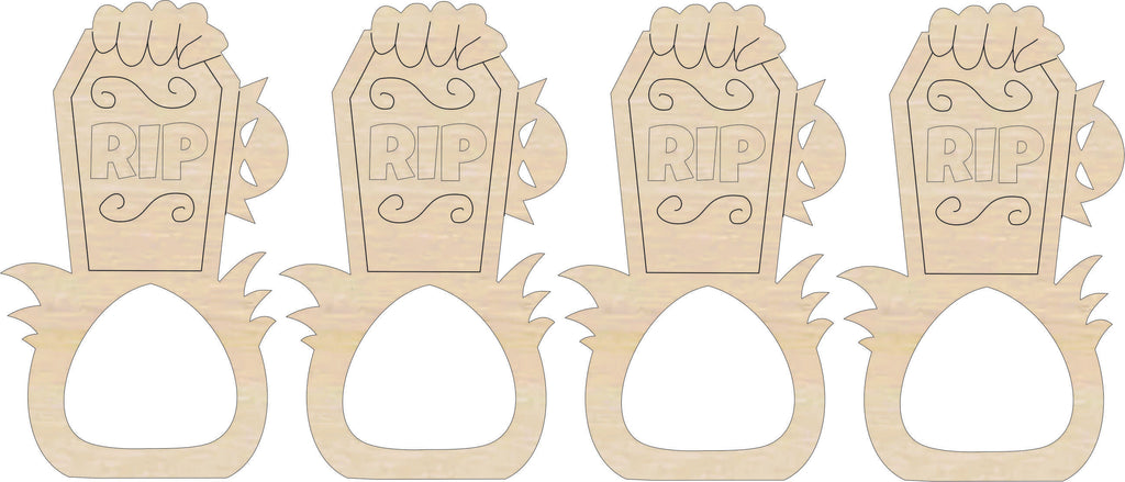 Napkin Rings Gravestone Unfinished Laser Cut Wood  Set of 4 - NPKN27