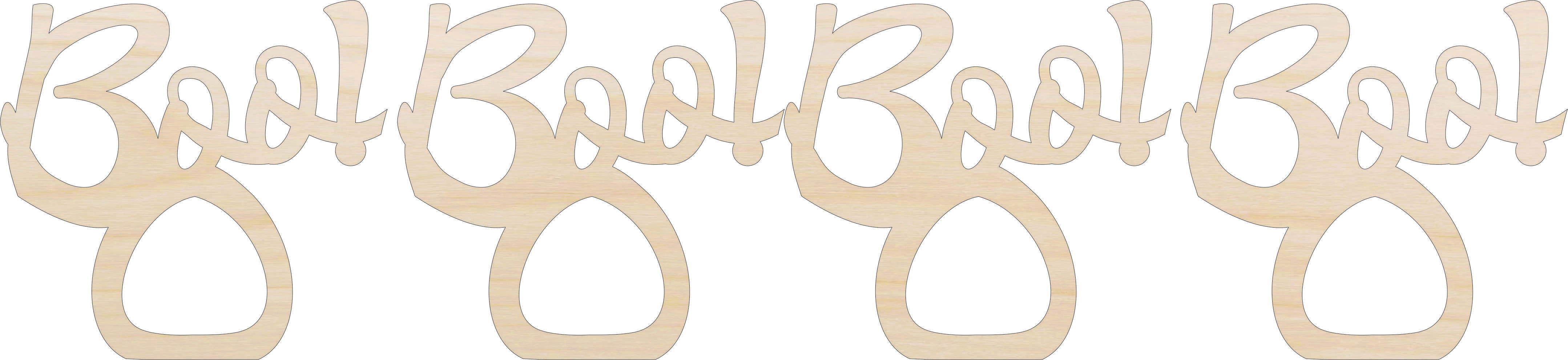 Napkin Rings Boo Unfinished Laser Cut Wood Set of 4 - NPKN32 Napkin Rings Boo Unfinished Laser Cut Wood Set of 4 - NPKN32