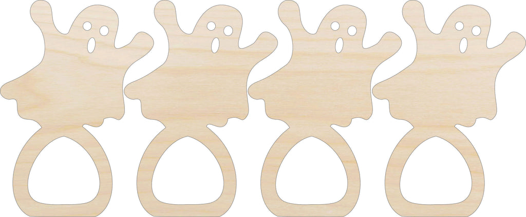 Napkin Rings Ghost  Unfinished Laser Cut Wood  Set of 4 - NPKN34