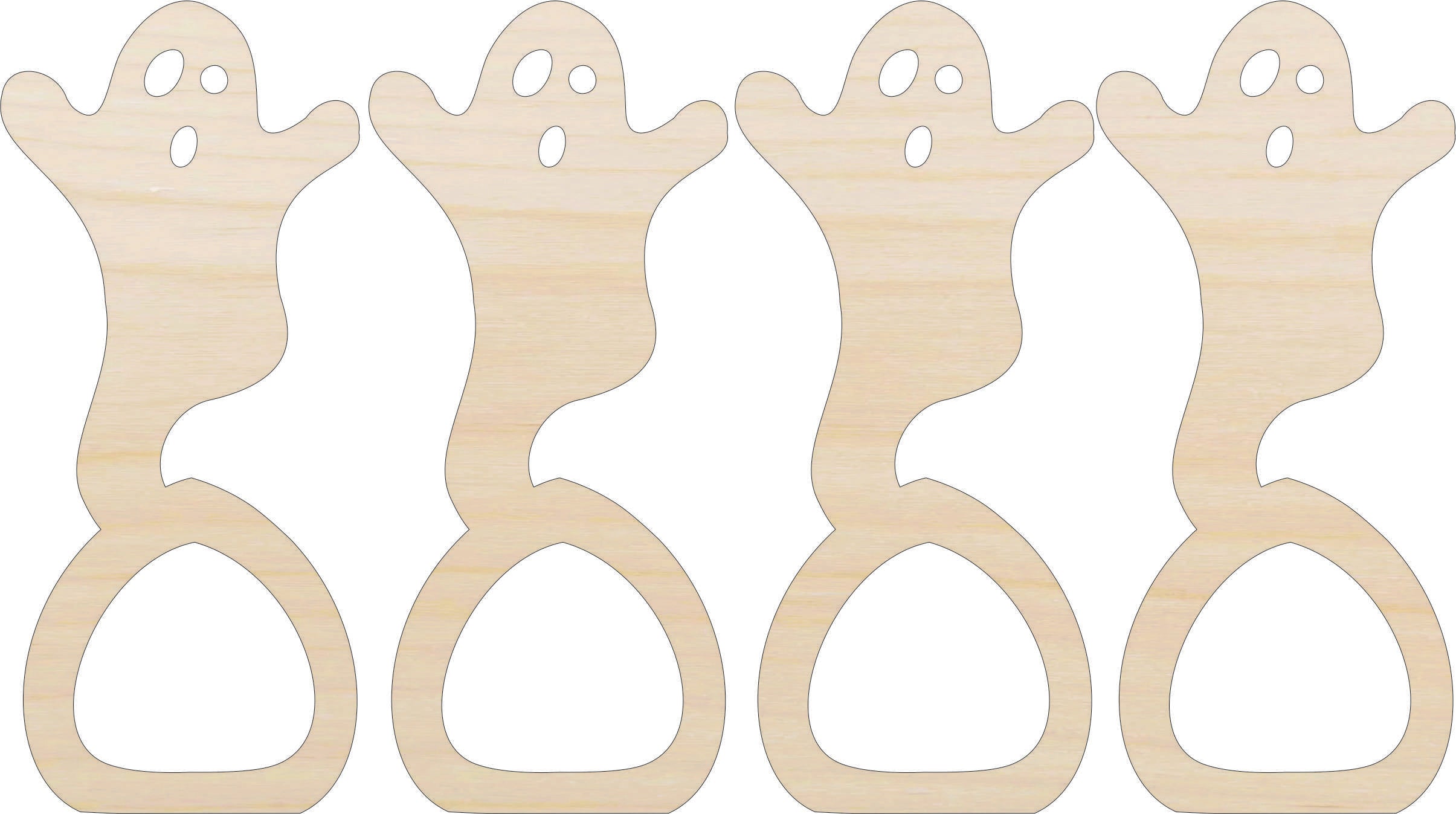 Napkin Rings Ghost Unfinished Laser Cut Wood  Set of 4 - NPKN36