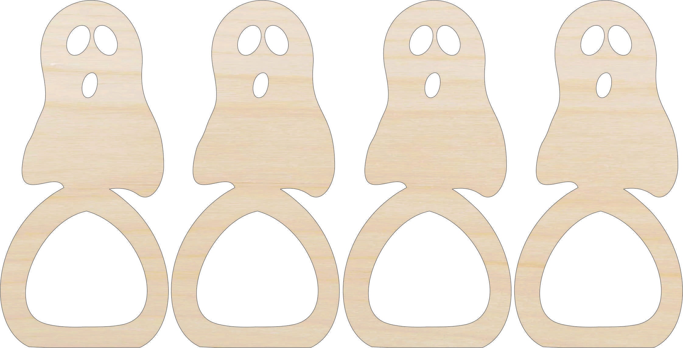 Napkin Rings Ghost Unfinished Laser Cut Wood Set of 4 - NPKN38 Napkin Rings Ghost Unfinished Laser Cut Wood Set of 4 - NPKN38