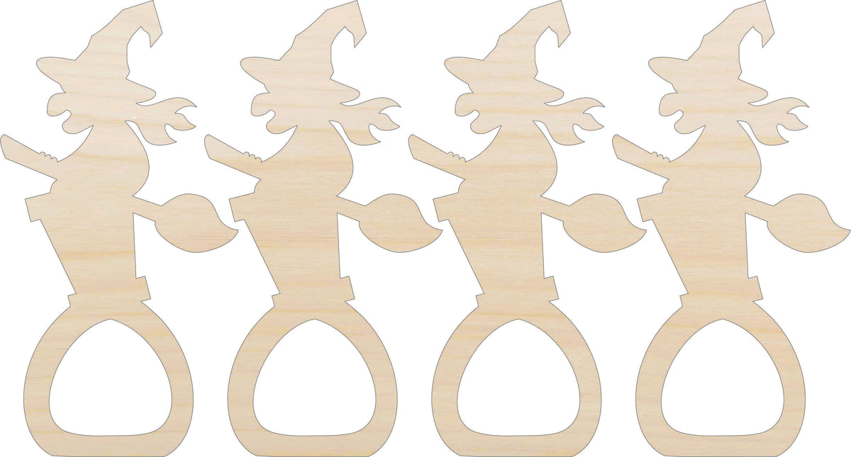 Napkin Rings Witch Unfinished Laser Cut Wood Set of 4 - NPKN3 Napkin Rings Witch Unfinished Laser Cut Wood Set of 4 - NPKN3