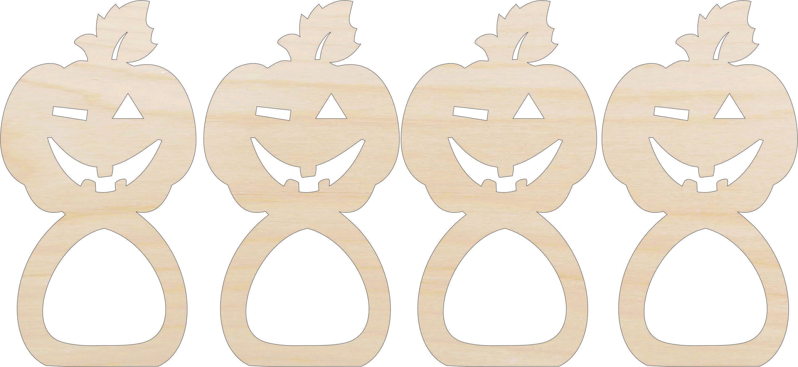 Napkin Rings Pumpkin Unfinished Laser Cut Wood Set of 4 - NPKN41 Napkin Rings Pumpkin Unfinished Laser Cut Wood Set of 4 - NPKN41