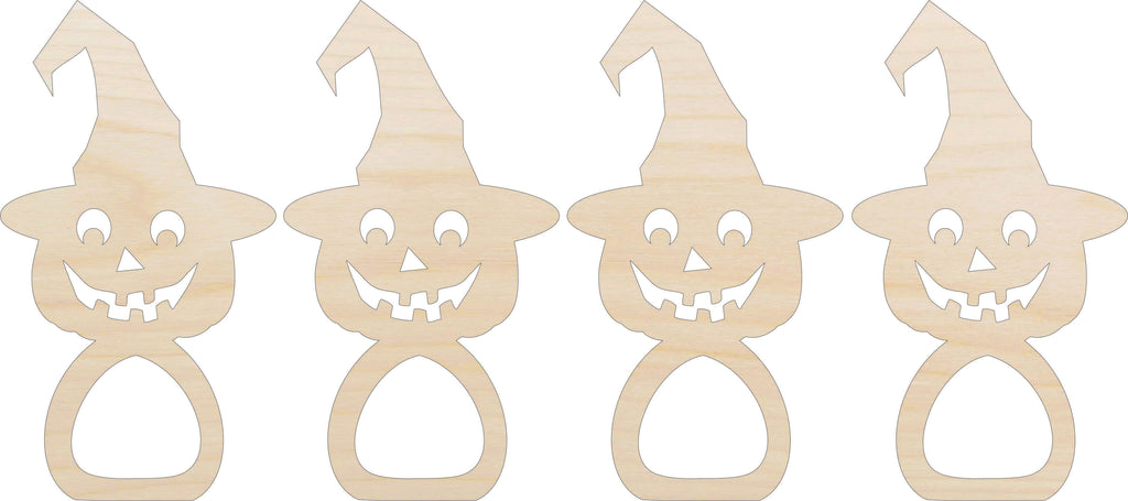 Jack O Lantern Pumpkin Napkin Rings Unfinished Laser Cut Wood  Set of 4 - NPKN43