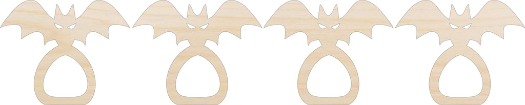 Napkin Rings Bat Unfinished Laser Cut Wood  Set of 4 - NPKN49