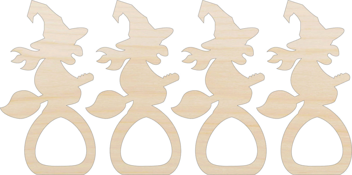 Napkin Rings Witch Unfinished Laser Cut Wood Set of 4 - NPKN5 Napkin Rings Witch Unfinished Laser Cut Wood Set of 4 - NPKN5