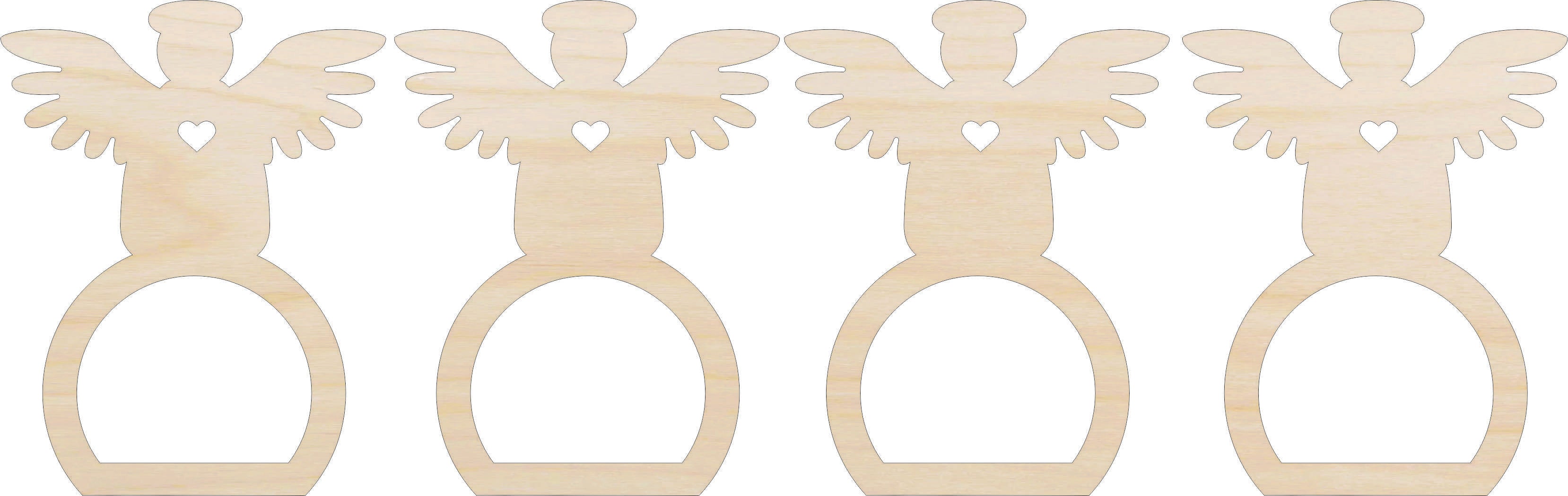 Napkin Rings Angel Unfinished Laser Cut Wood Set of 4 - NPKN61 Napkin Rings Angel Unfinished Laser Cut Wood Set of 4 - NPKN61