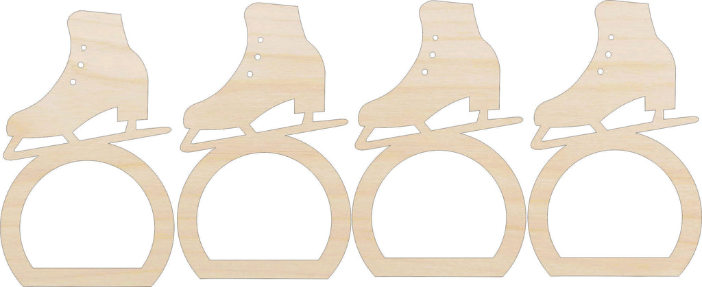 Napkin Rings Ice Skate Unfinished Laser Cut Wood  Set of 4 - NPKN63