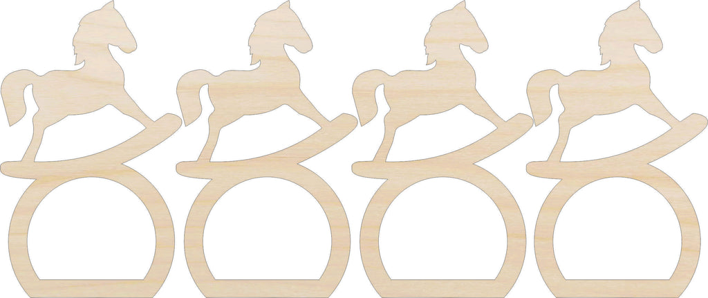 Napkin Rings Rocking Horse Unfinished Laser Cut Wood  Set of 4 - NPKN67