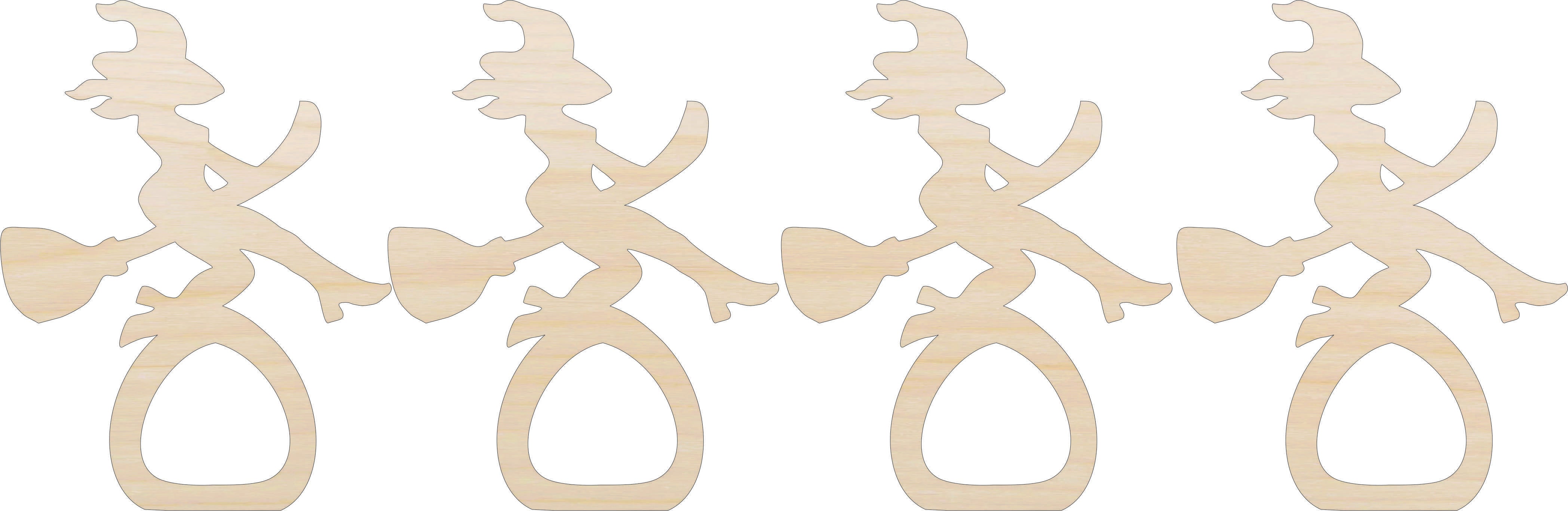 Napkin Rings Witch Unfinished Laser Cut Wood Set of 4 - NPKN6 Napkin Rings Witch Unfinished Laser Cut Wood Set of 4 - NPKN6