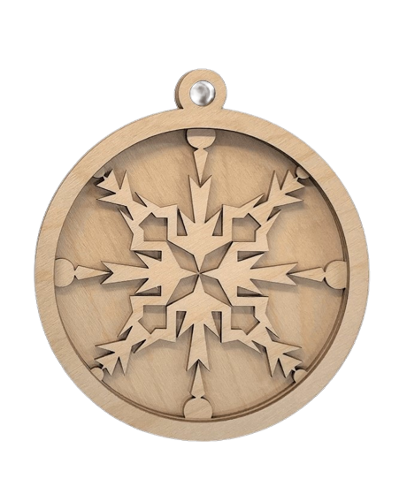 3D Ornament Snowflake 3 Pieces Laser Cut Out Unfinished ORN100