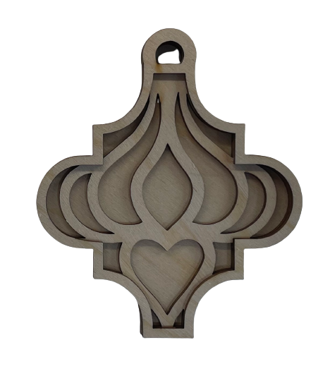 3D Ornament 3 Pieces Laser Cut Out Unfinished ORN106 3D Ornament 3 Pieces Laser Cut Out Unfinished ORN106