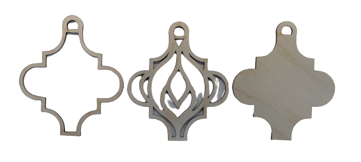 3D Ornament 3 Pieces Laser Cut Out Unfinished ORN107 3D Ornament 3 Pieces Laser Cut Out Unfinished ORN107