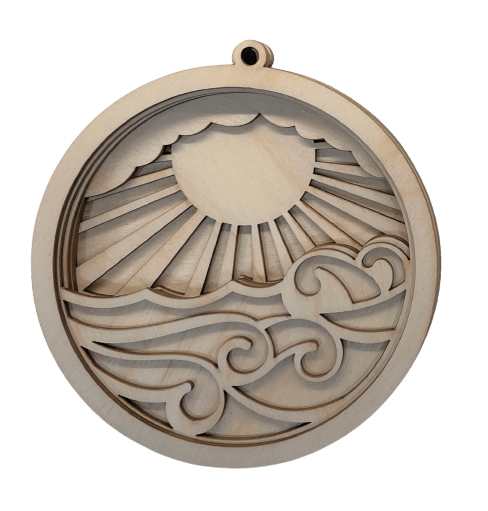 Ocean 3D Laser Cut Ornament – Baltic Birch Wood Craft Supplies | DIY Kit BC5 - The Wood Shape Store