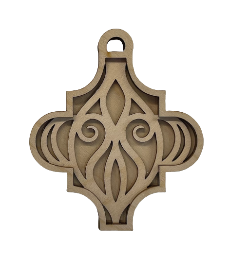 3D Ornament 3 Pieces Laser Cut Out Unfinished ORN110 3D Ornament 3 Pieces Laser Cut Out Unfinished ORN110