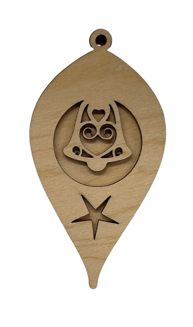Bell 3D Laser Cut Ornament – Baltic Birch Wood Craft Supplies | DIY Wood Ornament Kit XM82 - The Wood Shape Store