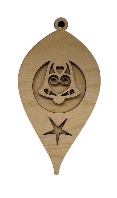 3D Ornament Bell 2 Pieces Laser Cut Out Unfinished ORN114