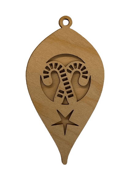 Candy Cane 3D Laser Cut Ornament – Baltic Birch Wood Craft Supplies | DIY Ornament Kit XM86 - The Wood Shape Store