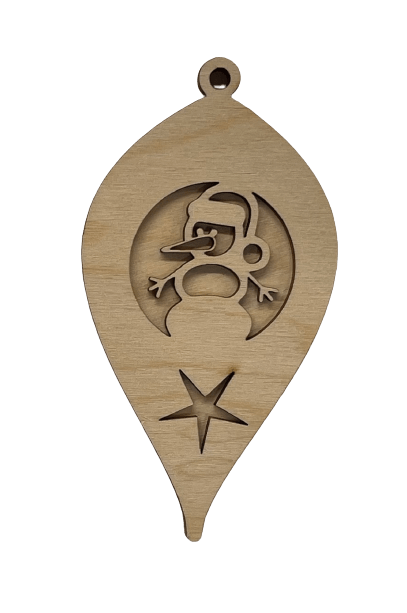 Snowman 3D Laser Cut Ornament – Baltic Birch Wood Craft Supplies | DIY Wood Ornament Kit XM89 - The Wood Shape Store