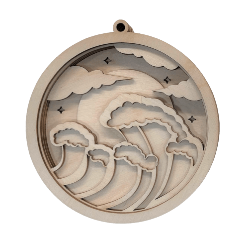 Ocean 3D Laser Cut Ornament Ocean – Baltic Birch Wood Craft Supplies | DIY Kit BC2 - The Wood Shape Store