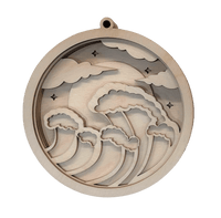 Ocean 3D Laser Cut Ornament Ocean – Baltic Birch Wood Craft Supplies | DIY Kit BC2 - The Wood Shape Store