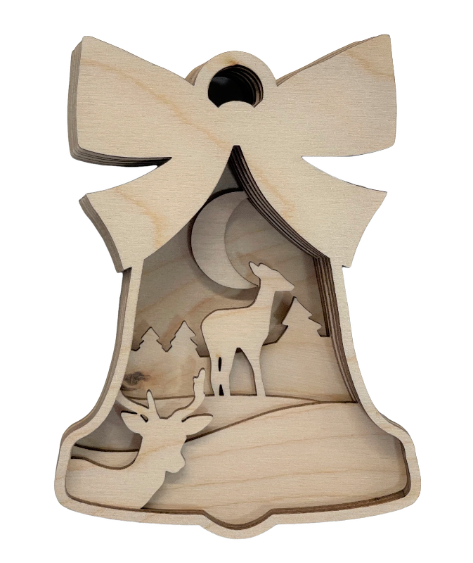 3D Ornament Deer 7 Pieces Laser Cut Out Unfinished ORN123 3D Ornament Deer 7 Pieces Laser Cut Out Unfinished ORN123
