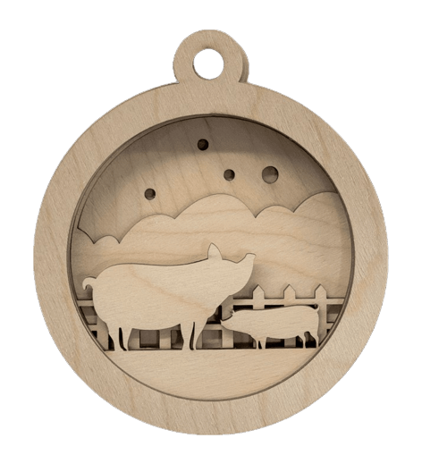 Pig 3D Laser Cut Ornament – Baltic Birch Wood Craft Supplies | DIY Wood Ornament Kit AN19 - The Wood Shape Store