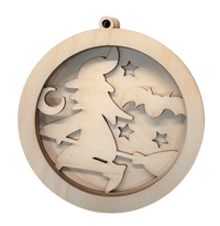 Witch 3D Laser Cut Ornament – Baltic Birch Wood Craft Supplies | DIY Wood Ornament Kit HA5 - The Wood Shape Store