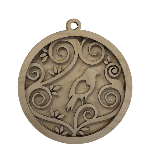 Bird 3D Laser Cut Ornament – Baltic Birch Wood Craft Supplies | DIY Wood Ornament Kit BR4 - The Wood Shape Store