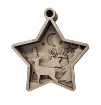 Deer 3D Laser Cut Ornament – Baltic Birch Wood Craft Supplies | DIY Wood Ornament Kit AN56 - The Wood Shape Store
